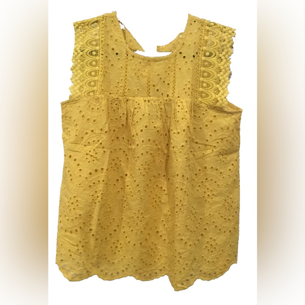 VICI Yellow Eyelet Cotton Blouse Size Small